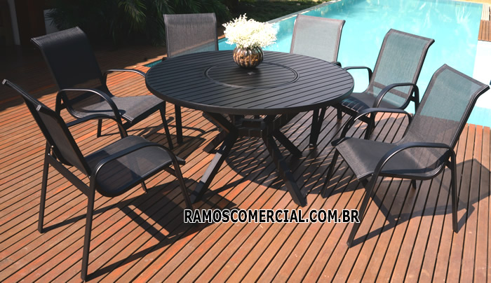 Conjunto mesa 6 lugares para piscina