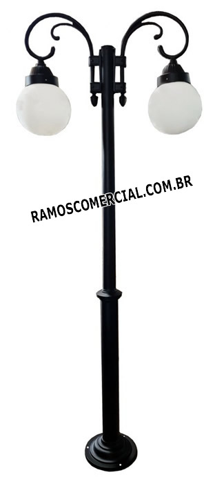 Poste de iluminação para jardim com 2 globos