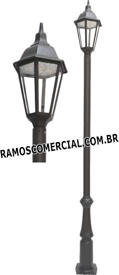 Poste de jardim com luminária LED