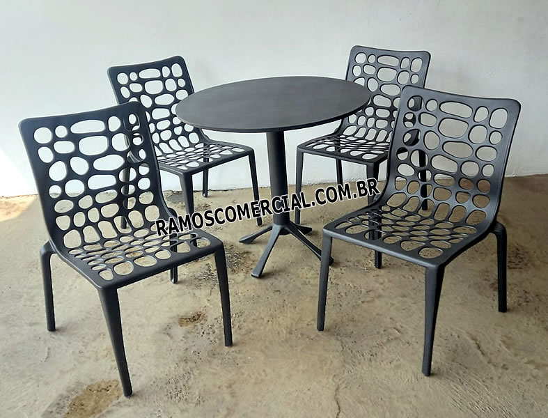 Promoção Peça Única Mesa Área Externa 4 Lugares Orgânica 80cm