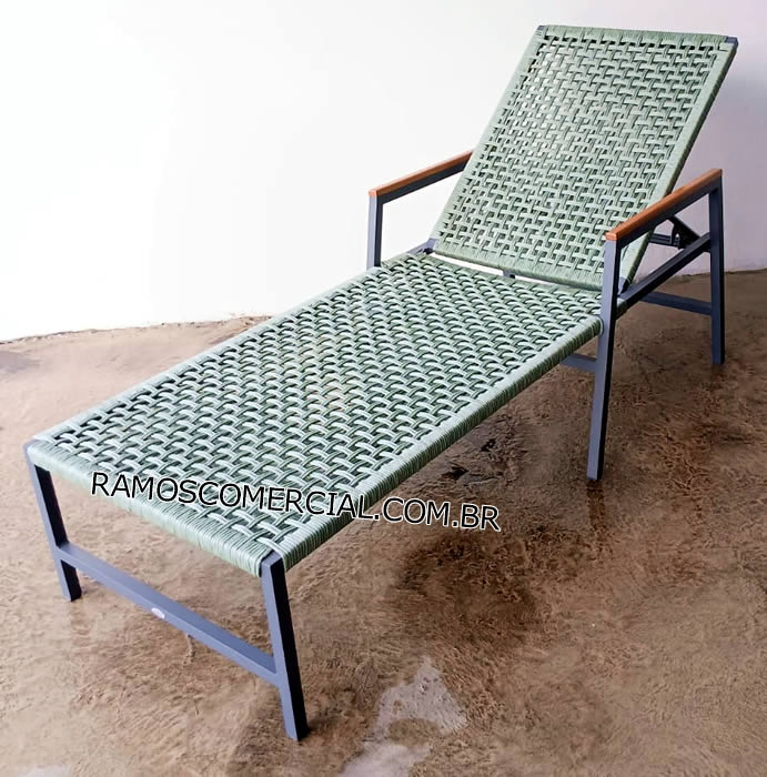 Promoção Peça Única - Espreguiçadeira Corda Náutica Verde, Modelo Diamante, Sob Consulta