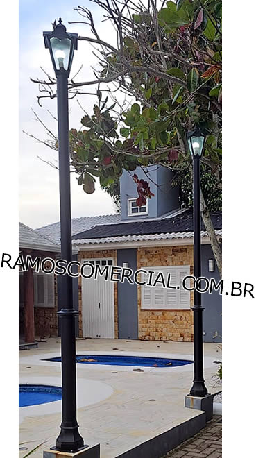 poste colonial para jardim em alumínio de 3 metros