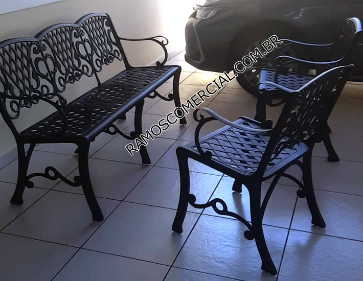 Conjunto de móveis para jardim em alumínio fundido