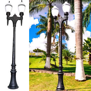Poste De Praça Com 2 Luminárias