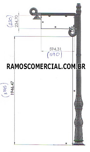 Poste com placa (medidas placa)