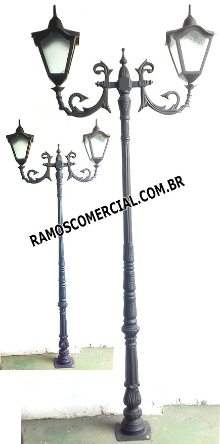 Poste para jardim 2 luminárias